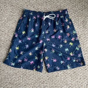 Spicy Tuna Neon Palm Tree Elastic Drawstring Men’s Swim Trunks Size Medium